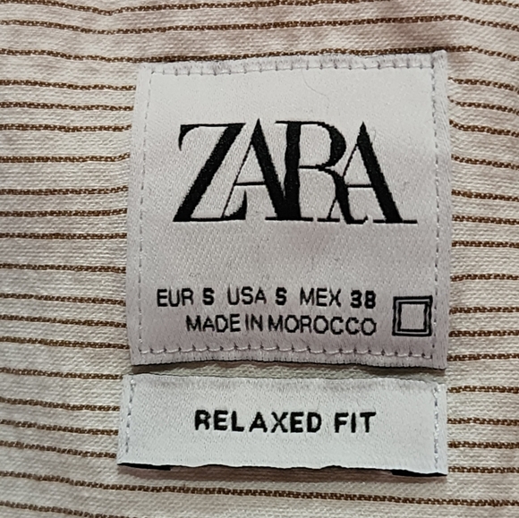 ZARA Relaxed Fit Striped Hoodie Pullover Jacket Beige Tan Size Small - Picture 6 of 8